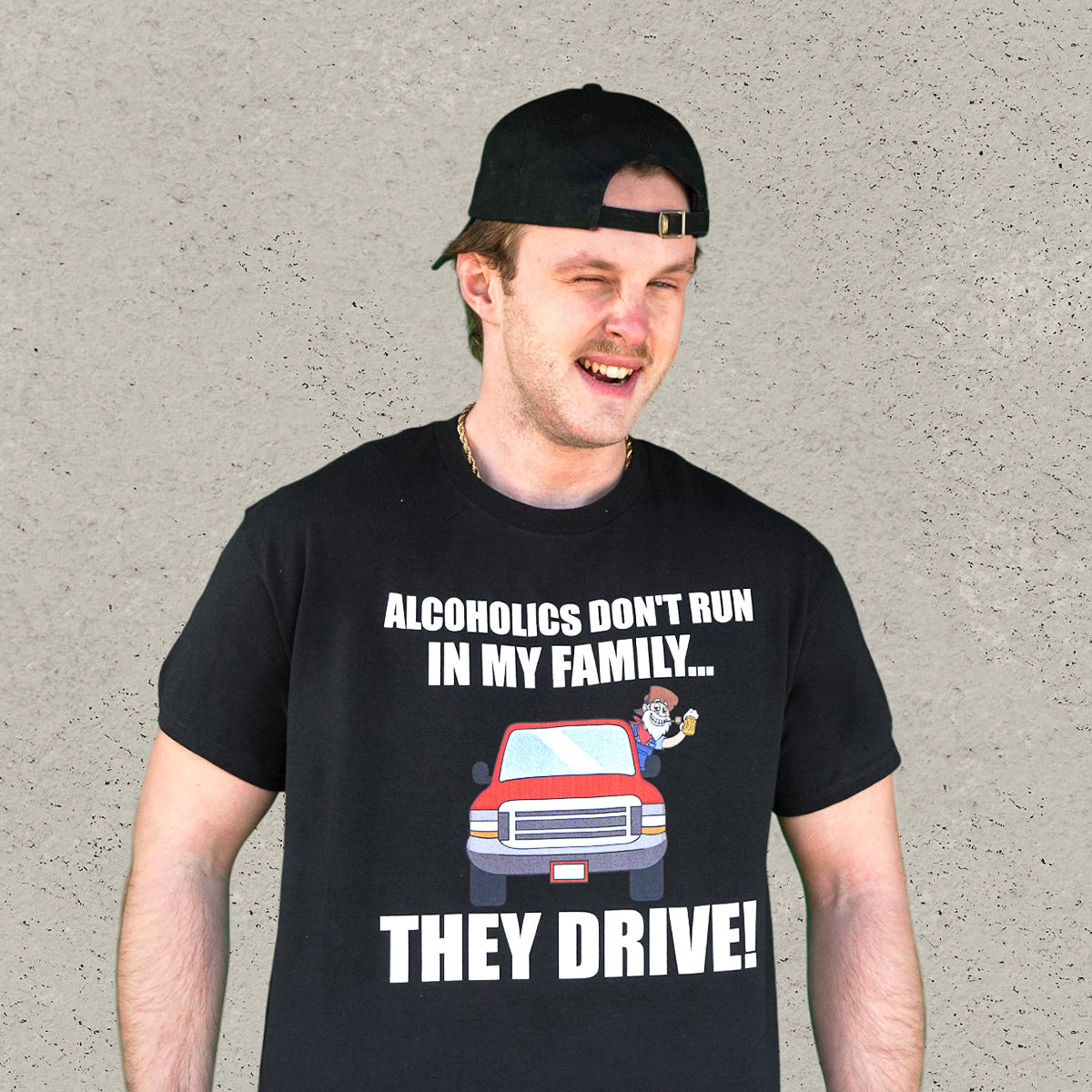 Alcoholics Don't Run In My Family T-Shirt - Black