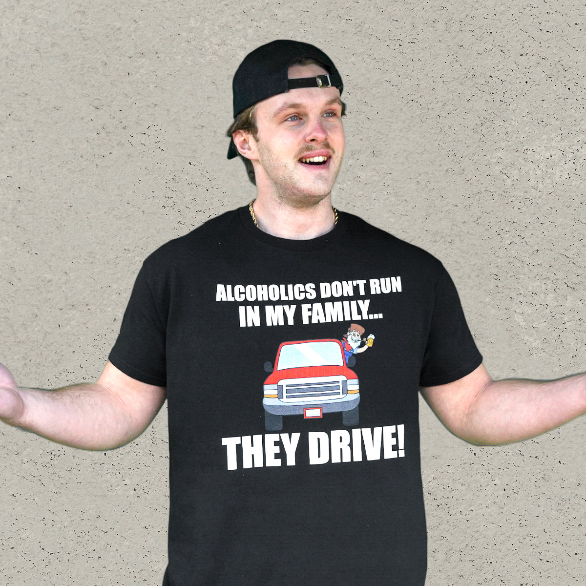 Alcoholics Don't Run In My Family T-Shirt - Black