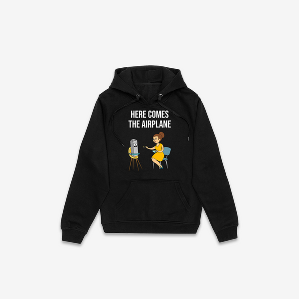 Here Comes the Airplane Hoodie - Black