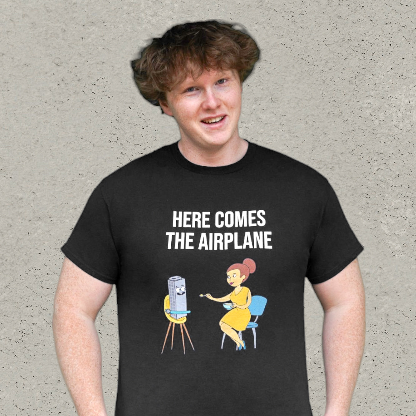 Here Comes The Airplane T-Shirt - Black